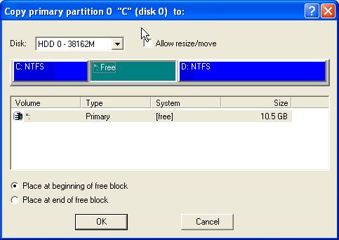Copy hard disk partitions with Partition Manager.